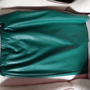 Green Faux Leather Skirt